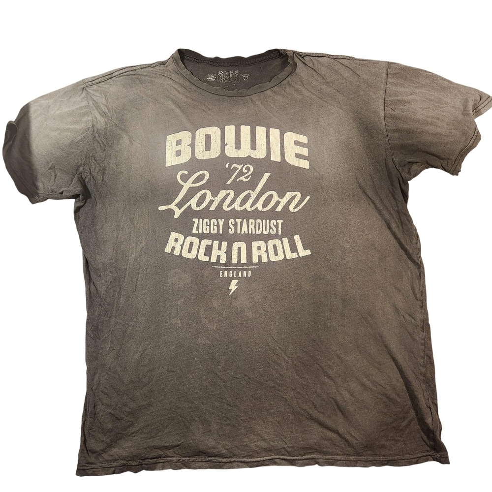 Retro Brand David Bowie Ziggy Stardust London 72 Rock N Roll T-Shirt Grey XXL